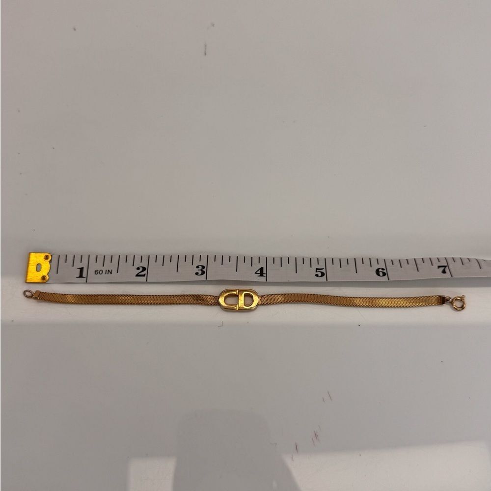 Dior Vintage Gold Mesh Bracelet with CD Logo - Picture 12 of 12
